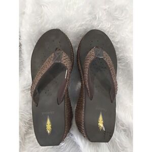 Volatile Womens Brown Woven Platform Wedge Flip Flops Sandals Size 9 Y2K Style